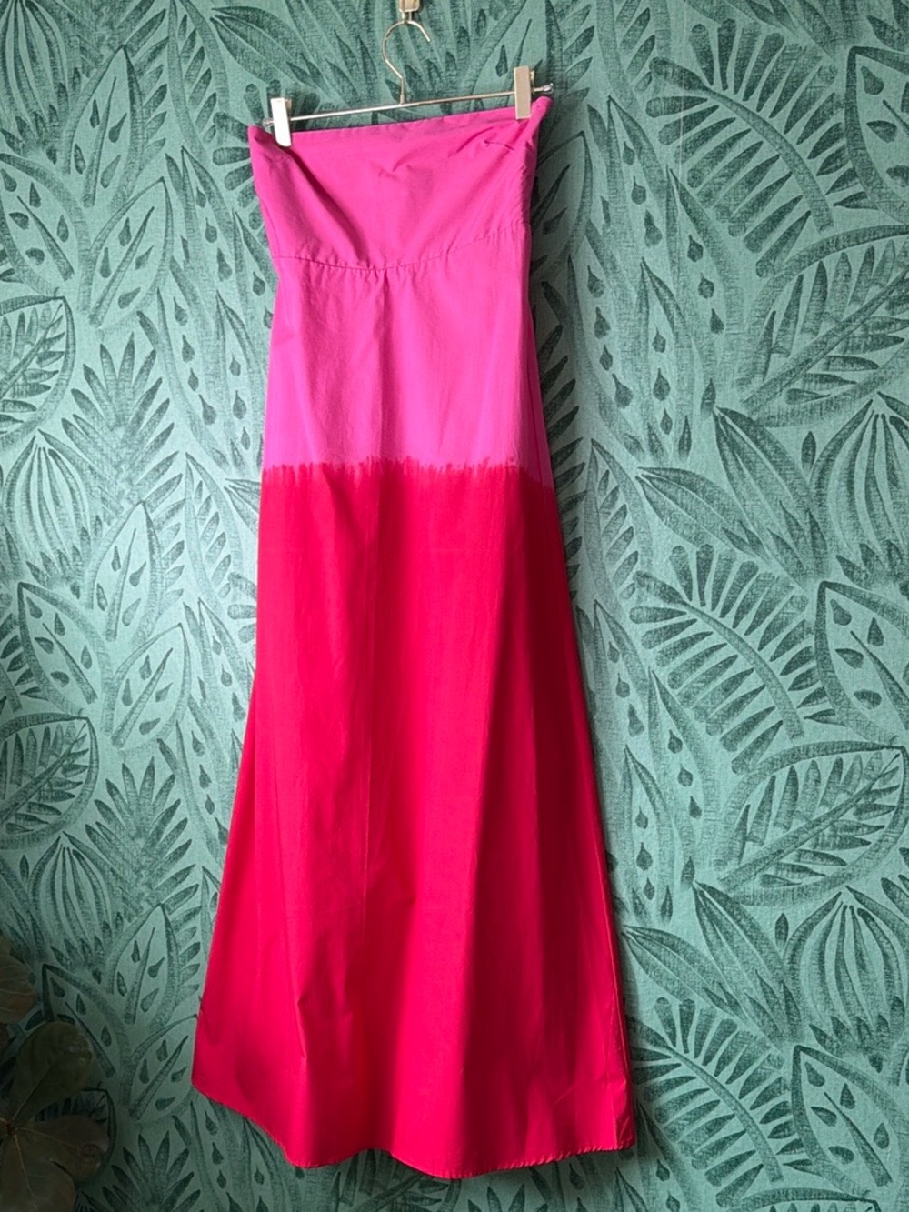 Lusana pink/red Strapless Kaia Poplin NEW sz sm